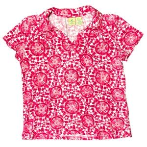 Caribbean Joe Pink Button Down Short Sleeved Island Tee Shirt Petite Large